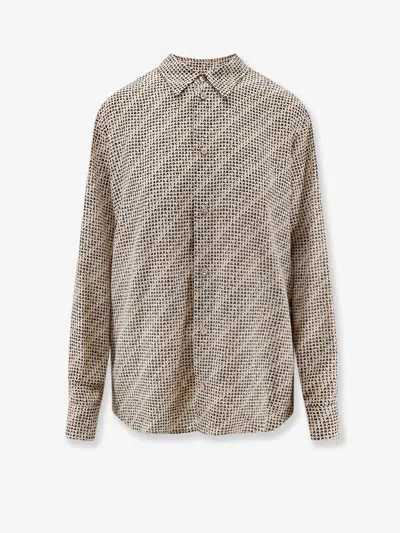 Balenciaga All Over Print Silk Shirt In Brown