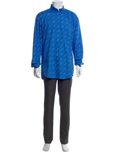 Pre-owned Balenciaga 'all Over' Printed Shirt W/ Tags In Blue