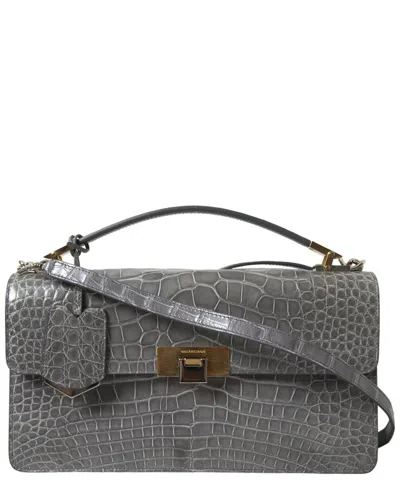 Balenciaga Alligator Shoulder Bag In Gray