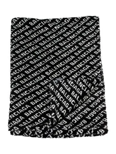 Pre-owned Balenciaga Allover Logo Blanket In Black