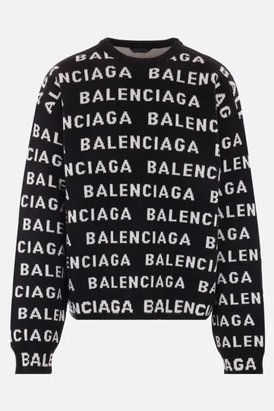 BALENCIAGA BALENCIAGA ALLOVER LOGO CREWNECK SWEATER
