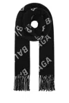 BALENCIAGA ALLOVER LOGO FRINGED SCARF