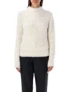 Balenciaga Fuzzy Logo Sweater In Ivory