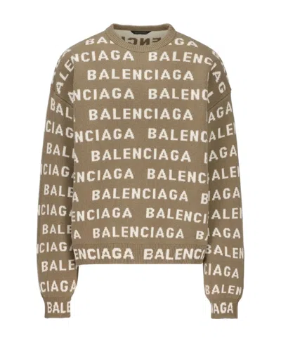 BALENCIAGA BALENCIAGA ALLOVER LOGO INTARSIA KNITTED JUMPER