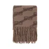 BALENCIAGA ALLOVER LOGO PRINTED FRINGED SCARF