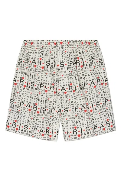 Balenciaga Paris-print Shorts In Multi