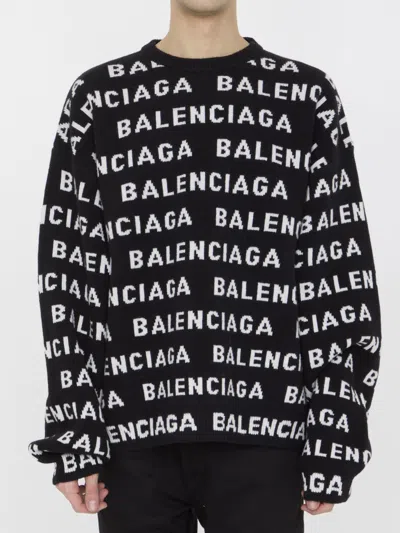 BALENCIAGA ALLOVER LOGO SWEATER