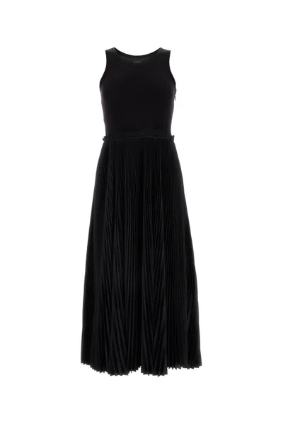 Balenciaga Allover Logo Tank Top Pleated Dress In Black