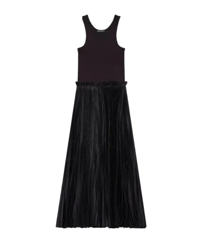 Balenciaga Scoop-neck Pleated Midi Dress In Black