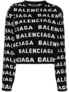 Balenciaga Women Allover Logo Wool Cropped Sweater In Multi