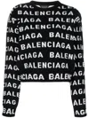 BALENCIAGA ALLOVER LOGO WOOL CROPPED SWEATER