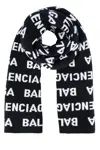 Balenciaga Bal Horizontal Allover Scarf In Black In Black
