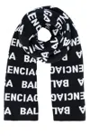 Balenciaga Bal Horizontal Allover Scarf In Black In Black