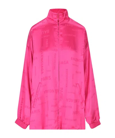 BALENCIAGA BALENCIAGA ALLOVER LOGO ZIPPED SWEATSHIRT