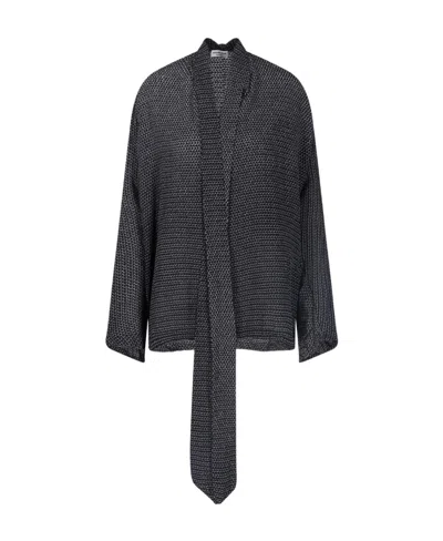 Balenciaga Allover Pattern Printed Blouse In Grey