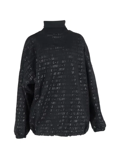 Pre-owned Balenciaga Allover-print Turtleneck Sweater In Black