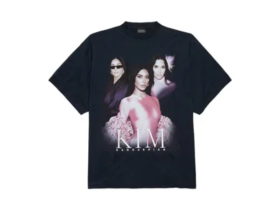 Pre-owned Balenciaga Ambassador Fanclub Series Kim K Oversized T-shirt In Faded Black