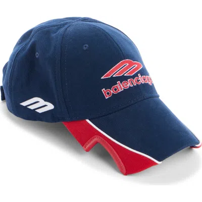 Balenciaga American Football Logo Embroidered Adjustable Baseball Cap In Blue