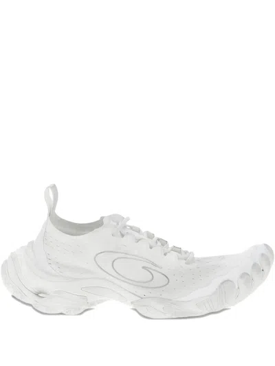 Balenciaga White Fabric Anatomic Sneakers In Animal Print