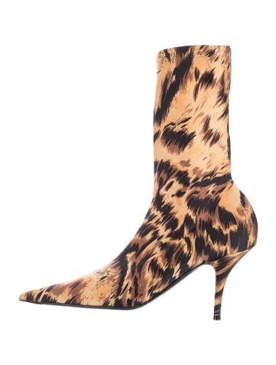 Pre-owned Balenciaga Animal Print Sock Boots In Brown