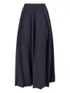 Balenciaga Elastic Waistband Midi Length Pleated Skirts In Blue