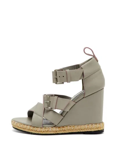 Pre-owned Balenciaga Ankle-strap Espadrille Wedge Sandals In Gray