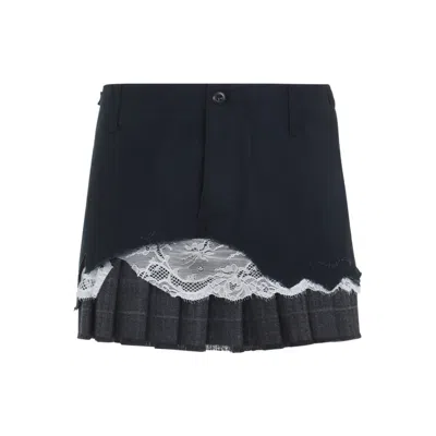 Balenciaga Anthracite Lace Midi Skirt In Gray