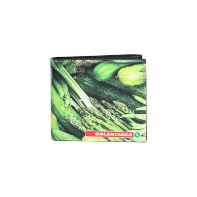 Pre-owned Balenciaga Antwerp Square Folded Coin Wallet 'veggie'