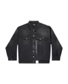Balenciaga Size Sticker Oversized Denim Jacket In Black