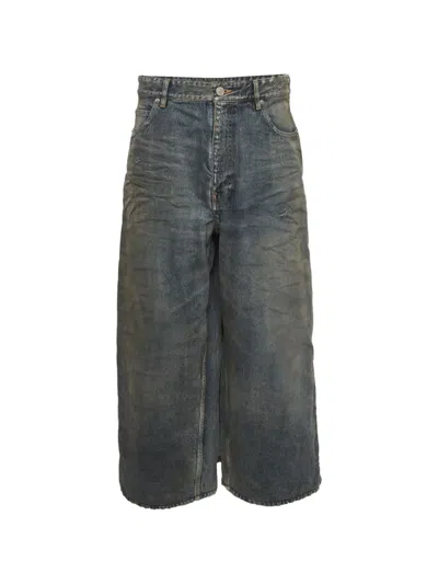 Pre-owned Balenciaga Apron-skirt Docking Denim Jeans In Blue