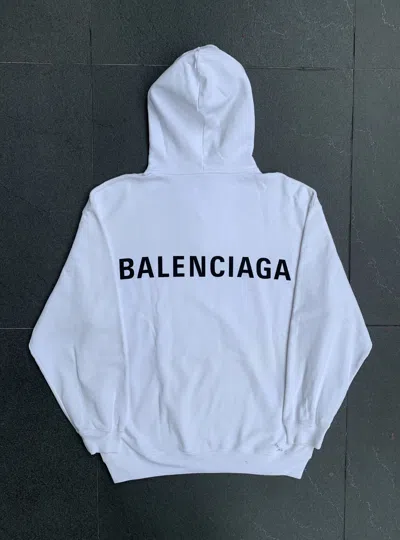 Pre-owned Balenciaga Archetype Logo Printed Hoodie In White