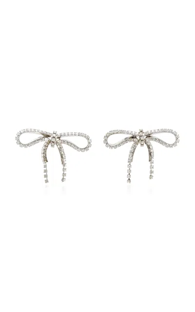 Balenciaga Archive Ribbon Crystal-encrusted Earrings In Silver