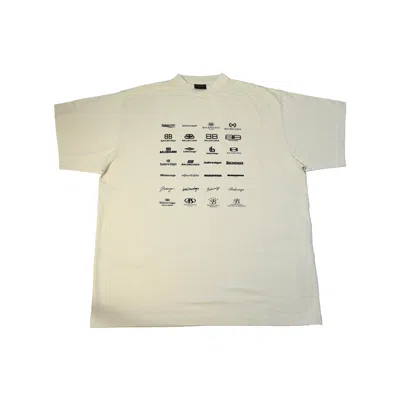 Balenciaga Archives Logo Oversized T-shirts Light Beige In Gray