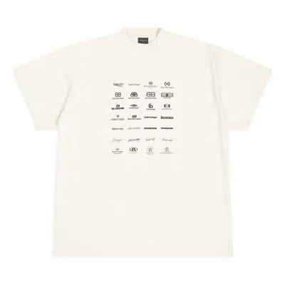 Balenciaga Archives Logos T-shirt Oversized 'white' In Neutral