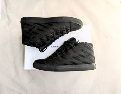 Pre-owned Balenciaga Arena Black 12 Leather High Tops Sneakers