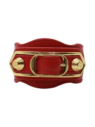 Pre-owned Balenciaga Arena Leather Bracelet In Red