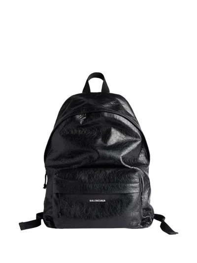 Balenciaga Arena Leather Explorer Backpack In Black