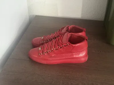 Pre-owned Balenciaga Arena Red 13 Leather High Tops Lace Up Shoes