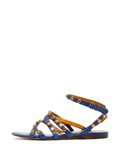 Pre-owned Balenciaga Arena Studded Sandals In Blue