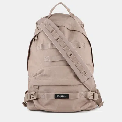 Pre-owned Balenciaga Army Backpack Jasmin Flower Nylon In Gray