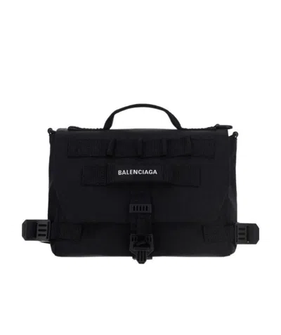 Balenciaga Army Embroidered-logo Messenger Bag In Black