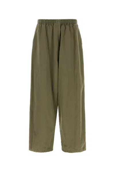Balenciaga Wide-leg Cotton-twill Trousers In Green