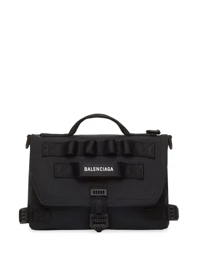 Balenciaga Army Logo-embroidered Messenger Bag In Black