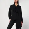 Balenciaga Asymmetric Black Silk Blouse With Scarf In Black