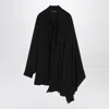 Balenciaga Asymmetric Black Silk Blouse With Scarf In Black