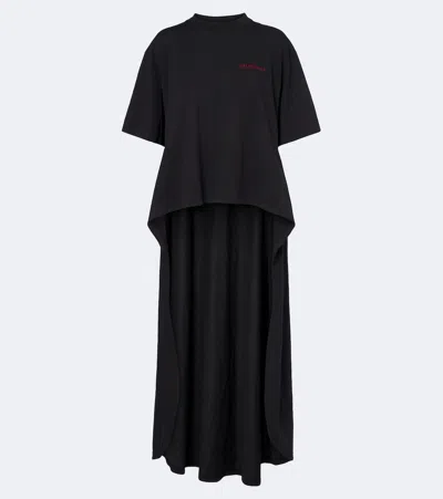 Balenciaga Asymmetric Cotton Jersey T-shirt In Black