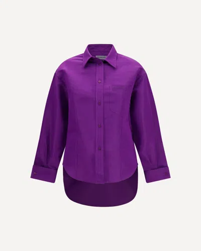 Balenciaga Asymmetric Cotton Shirt In Purple