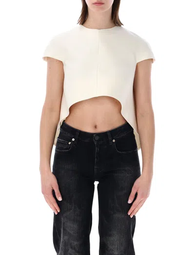 Balenciaga Asymmetric Cropped Mini Top In White