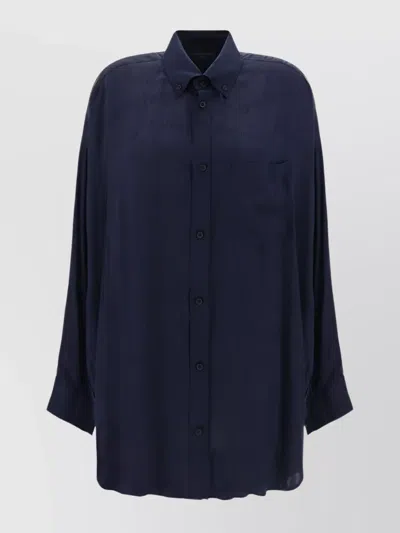 Balenciaga Asymmetric Hem Oversize Fit Shirt In Faded Black