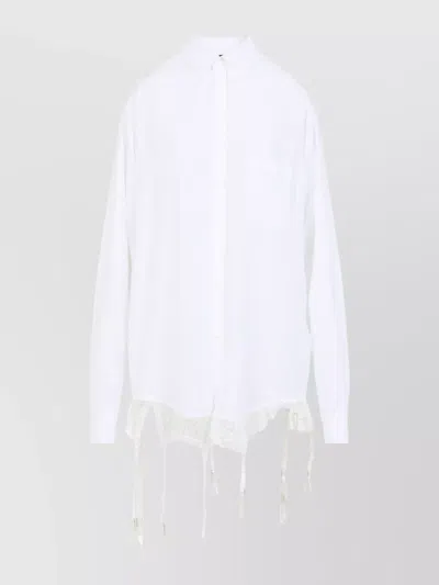 BALENCIAGA ASYMMETRIC LACE HEM SHIRT